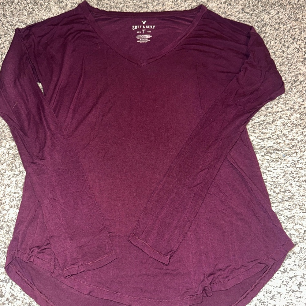 American Eagle Outfitters Purple Long Sleeve Relaxed Blouse